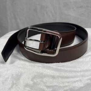 Prada Mens Leather Belt With Silver Tone Buckle Size 36 Made in Italy